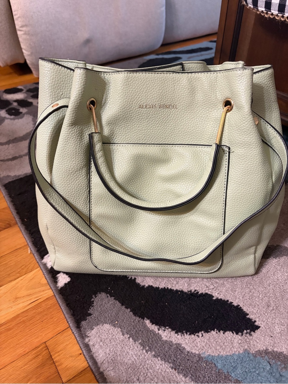 Alexis Bendel Mint Green Pebbled Tote Bag